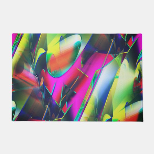 派手な抽象芸術色と華やかな形 ドアマット (正面)