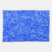 派手な曲線から粒状のトレース澄ん、青いテクスチャ キッチンタオル (横)