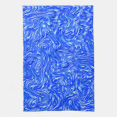 派手な曲線から粒状のトレース澄ん、青いテクスチャ キッチンタオル (縦)