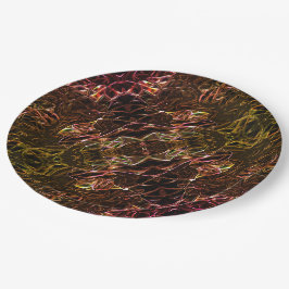 派手な澄んラインで茶色のネオンの鏡像化スタイル ペーパープレート