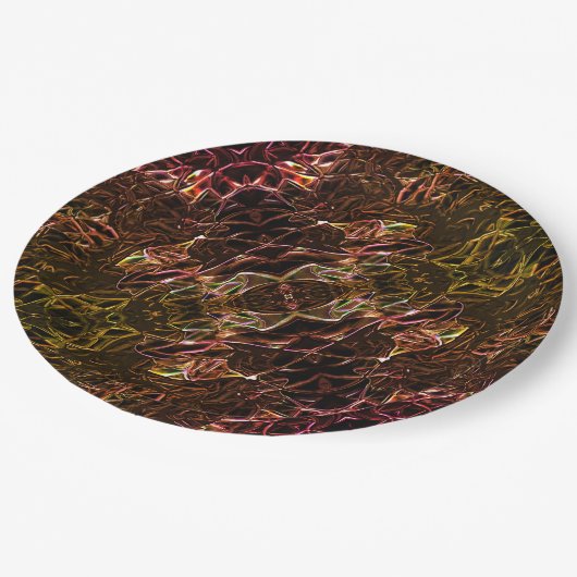 派手な澄んラインで茶色のネオンの鏡像化スタイル ペーパープレート (アングル)