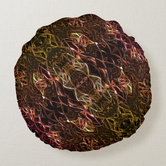 派手な澄んラインで茶色のネオンの鏡像化スタイル ラウンドクッション (裏面)
