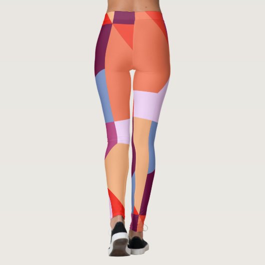 派手な着色されたカーブおよびラインパターンLeggins レギンス (裏面)