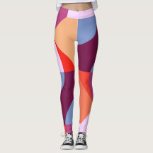 派手な着色されたカーブおよびラインパターンLeggins