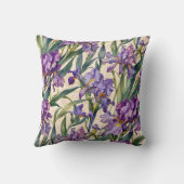 派手な紫色のアイリスのベージュ色巻 クッション (裏面)