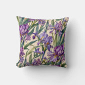 派手な紫色のアイリスのベージュ色巻 クッション (正面)