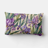 派手な紫色のアイリスのベージュ色巻 ランバークッション (裏面)
