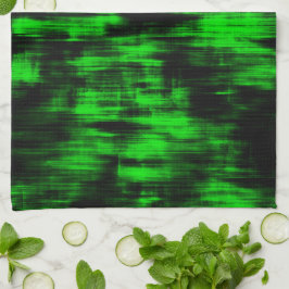 派手な緑と強い黒のスクラッチ汚れ キッチンタオル