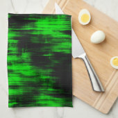 派手な緑と強い黒のスクラッチ汚れ キッチンタオル (四つ折り)