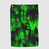 派手な緑と強い黒のスクラッチ汚れ ゴルフタオル (正面)