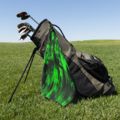 派手な緑と強い黒のスクラッチ汚れ ゴルフタオル (グリーン)