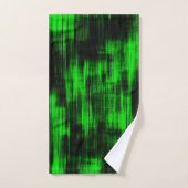 派手な緑と強い黒のスクラッチ汚れ バスタオルセット (ハンドタオル)