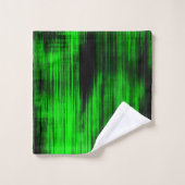 派手な緑と強い黒のスクラッチ汚れ バスタオルセット (ウォッシュタオル)