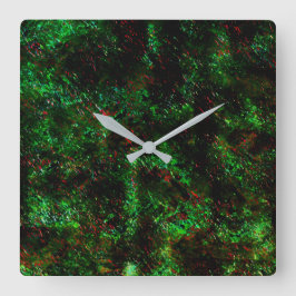 派手な緑と赤のダークスポットの変動 スクエア壁時計