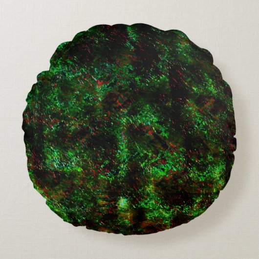 派手な緑と赤のダークスポットの変動 ラウンドクッション (正面)