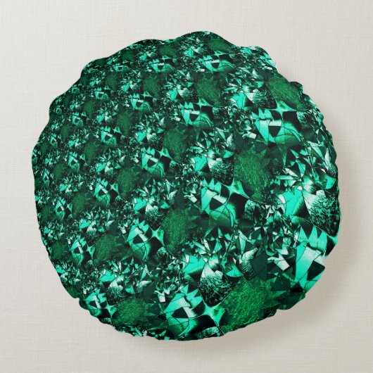 派手な緑の色調で、エンボスに似ている ラウンドクッション (裏面)