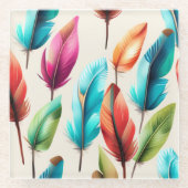 派手な羽 ガラスコースター (正面)