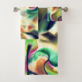 派手な色と滑らかなグラデーションの繊維状のステイン バスタオルセット