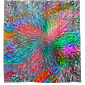 派手な色の斑点が重なり合う滑らかなスパイラル シャワーカーテン (正面)