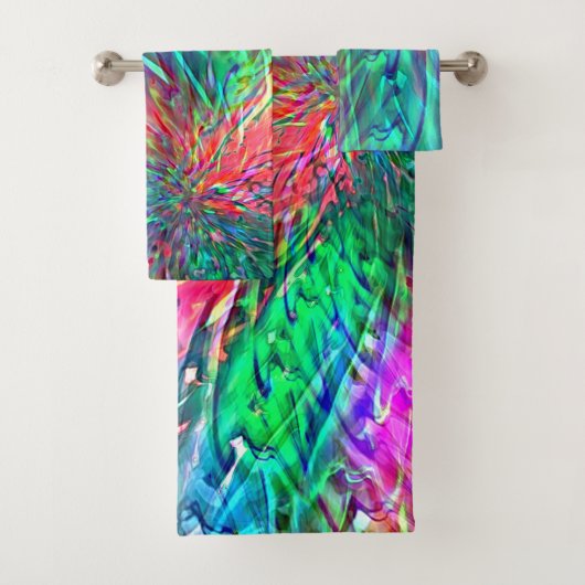 派手な色の斑点が重なり合う滑らかなスパイラル バスタオルセット (インサイチュ)