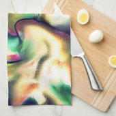派手な色の欠陥のあるグラデーションの繊維状斑点 キッチンタオル (四つ折り)