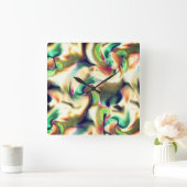 派手な色の欠陥のあるグラデーションの繊維状斑点 スクエア壁時計 (ホーム)