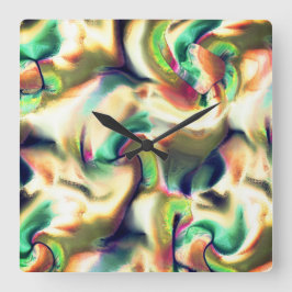 派手な色の欠陥のあるグラデーションの繊維状斑点 スクエア壁時計