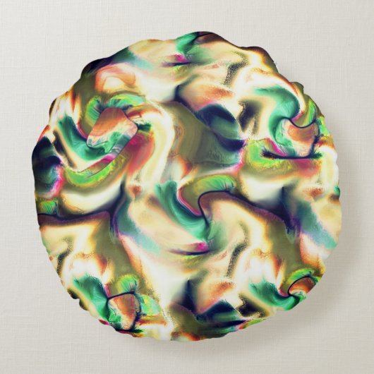 派手な色の欠陥のあるグラデーションの繊維状斑点 ラウンドクッション (裏面)