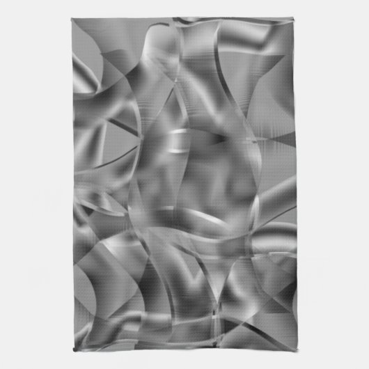 派手な色調の曲線の灰色の形状 キッチンタオル (縦)