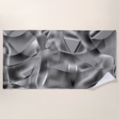 派手な色調の曲線の灰色の形状 ビーチタオル (正面)