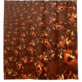 派手な茶色がかったサンゴとエンボス シャワーカーテン (正面)