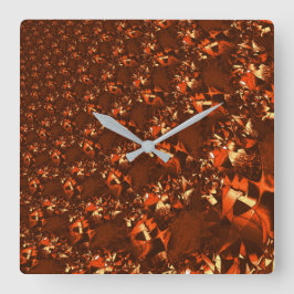 派手な茶色がかったサンゴとエンボス スクエア壁時計