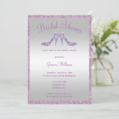 派手な薄紫のスパンコール及び小剣のブライダルシャワー 招待状 (スタンド正面)