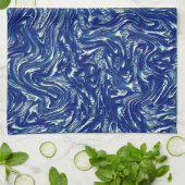 派手な質感の木目メタリックブルー キッチンタオル (折り畳み)