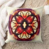 派手な赤いフローラ クッション (ブランケット)