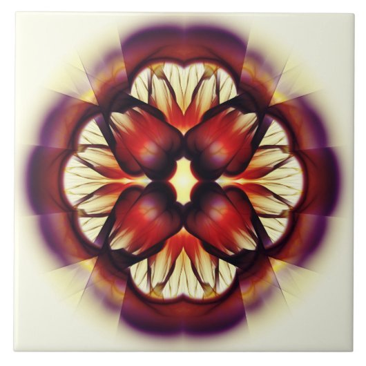 派手な赤いフローラ タイル (正面)