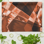 派手な赤褐色の傾斜した四角形と長方形 キッチンタオル (折り畳み)