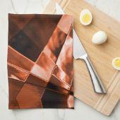 派手な赤褐色の傾斜した四角形と長方形 キッチンタオル (四つ折り)