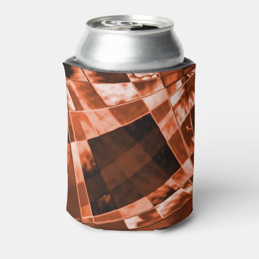 派手な赤褐色の傾斜した四角形と長方形 缶クーラー (缶裏面)
