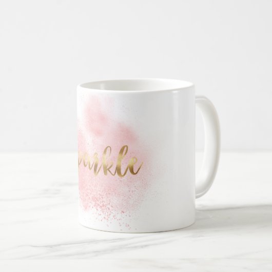 派手な金ゴールドのピンクの紙吹雪の魅力的な輝き コーヒーマグカップ (正面右)