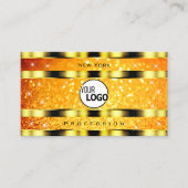 派手な金ゴールドオレンジ色グラデーショングリッター星の追加ロゴ 名刺 (正面)