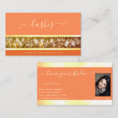 派手な金ゴールドグリッターカスタムの写真やロゴの桃 名刺 (正面/裏面)