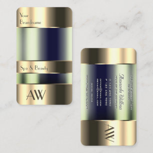 派手な金ゴールド3Dイニシャルガラス光学青色流体 名刺