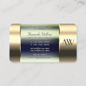 派手な金ゴールド3Dイニシャルガラス光学青色流体 名刺 (裏面)