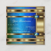 派手な金ゴールド(青ティール(緑がかった色)グラデーション大理石パターン) スクエア名刺 (裏面)