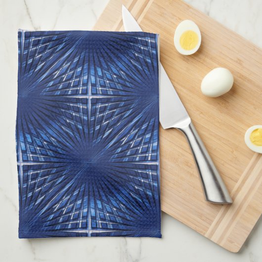 派手な青い尖ったグリルは、膨らんだ膨らんだ膨らんだ膨らんだ キッチンタオル (四つ折り)