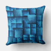 派手な青い正方形と抽象芸術部族デザイン クッション (裏面)