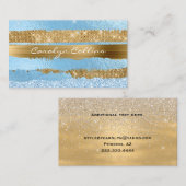 派手な青および金ゴールドのきらびやかな名刺 名刺 (正面/裏面)