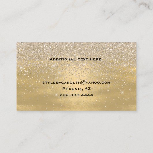 派手な青および金ゴールドのきらびやかな名刺 名刺 (裏面)