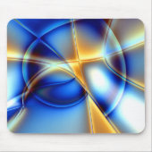 派手な青と黄色とカタツムリのような線が投げる マウスパッド (正面)